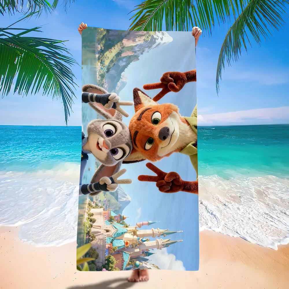Zootopia Beach Towel Microfiber Bath Towel Kids Cartoon Week Judy Nick Quick Dry Towel