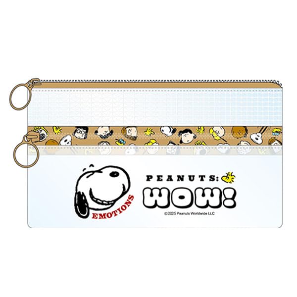Прозрачный пенал Maruyoshi Snoopy с двойной молнией, Лицо, SNP-CWF-FC, В11 x Ш20 x Г2 см