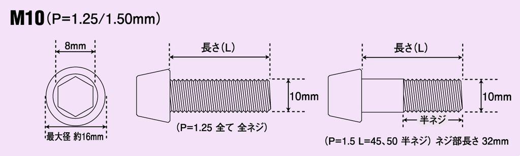 POSH FAITH Motorcycle Supplies Taper Cap Bolt Stainless Steel P1.5