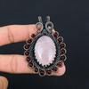 Rose Quartz Gemstone Pure Copper Wire Wrapped Handmade Pendant Jewelry