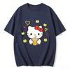 2026 Summer Hello Kitty Cartoon Printed Short Sleeve Pure Cotton Tshirts Womens Family Matching Outfits Classic Versatile Y2k