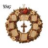 Faith Based Gifts Christian Bible Verse Christmas Wreath, Pine Cones Decor, Religious Rustic Wooden Cross Sign Scripture Wreath for Front Door