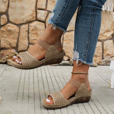 Женские босоножки на танкетке на платформе Женские летние удобные нескользящие пляжные сандалии на толстой подошве Гладиаторские сандалии Sandalias Mujer