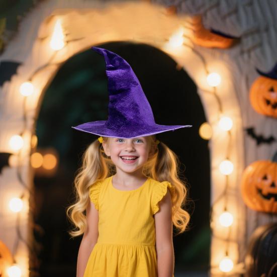 Бархатная шляпа ведьмы, дизайн с острым углом, поля на железной проволоке, тематическая шляпа для ролевых игр, аксессуары для костюма на Хэллоуин