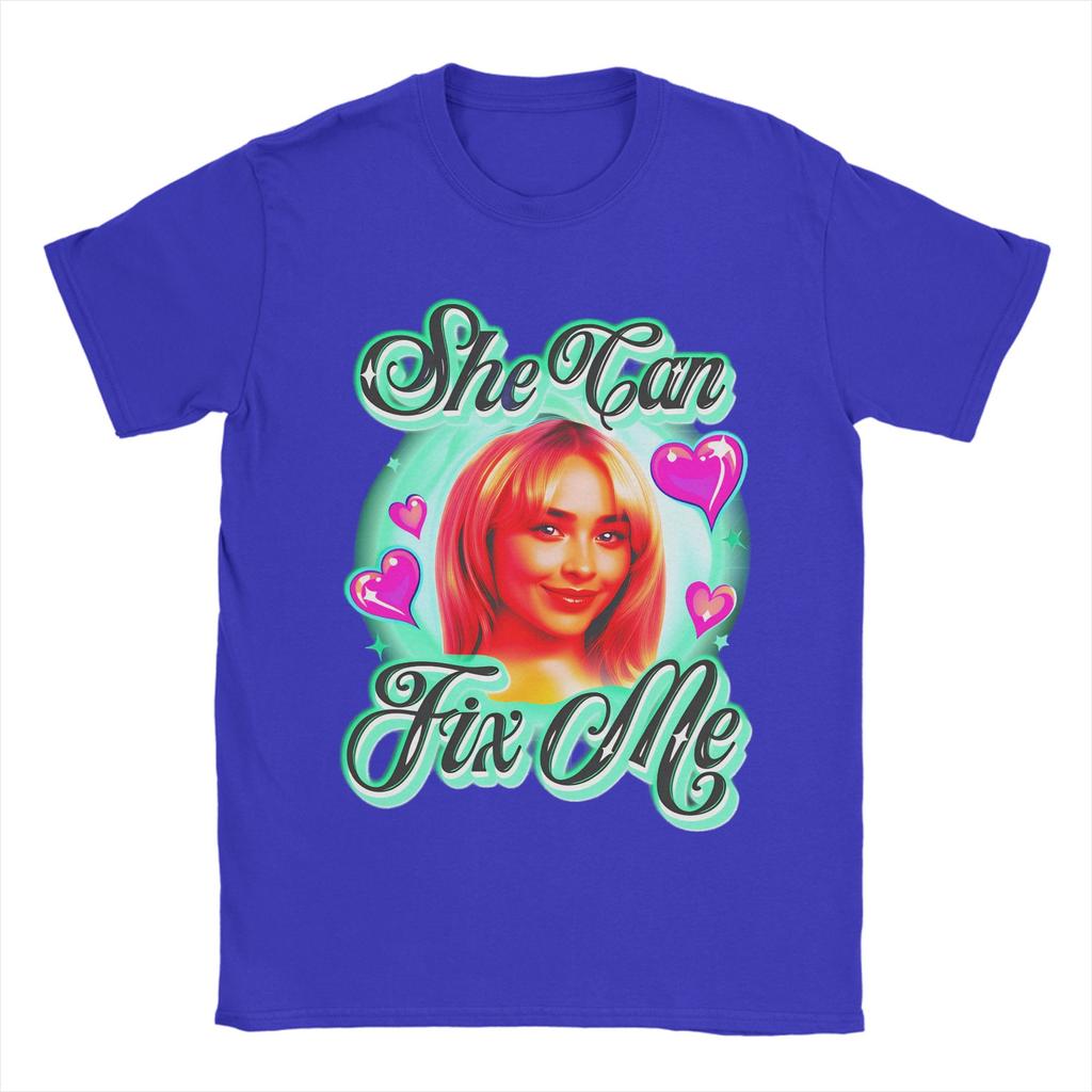 Sabrina Carpenter she can fix me TShirt Summer  Pure Cotton T Shirts For Mens Pattern Tee Shirt ShortSleeved Y2K Basic Tops