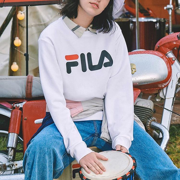 Fila Спортивная толстовка с круглым вырезом и большим принтом логотипа, унисекс, белая F51U044231FWT