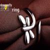 Platinum Dragonfly Adjustable Ring for Women - New Silver-Plated Design, Perfect Valentine's Day Gift