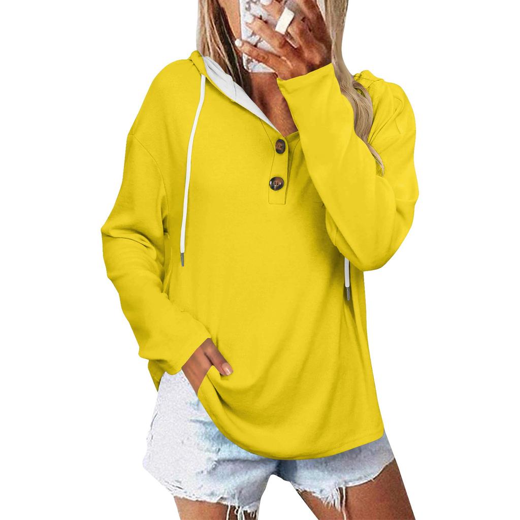 Women's Fashionable Casual Long Sleeved Solid Color Shoulder Hooded Top