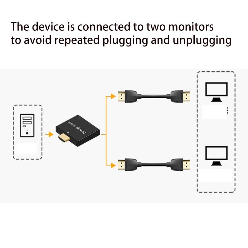 HDMI-совместимый адаптер 1 в 2 для дома, общежития, офиса, сплиттер-адаптер, штекер на два гнезда для монитора, ноутбука