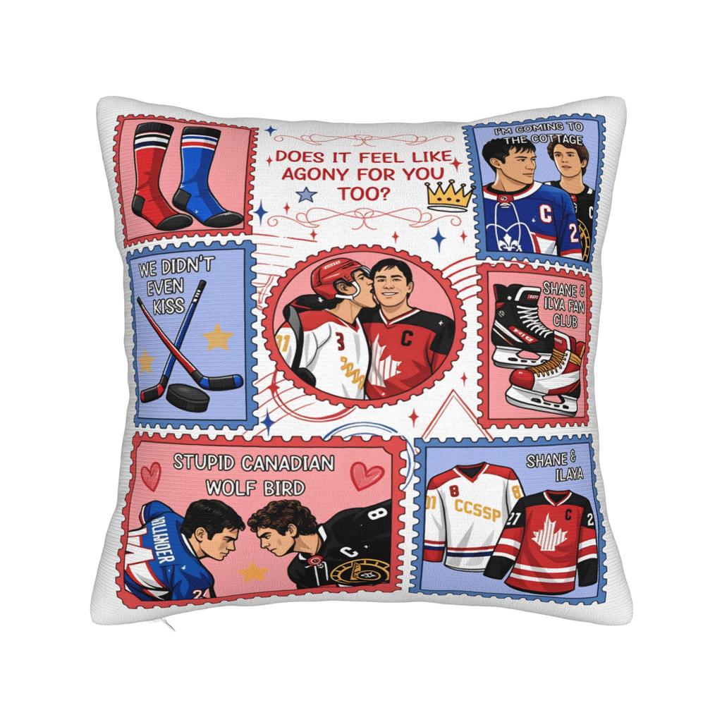 Heated Rivalry Square Pillow Covers Polyester Bed Car Hockey Romance Cushion Cover Cool Home Decoration Throw Pillow Case 45*45