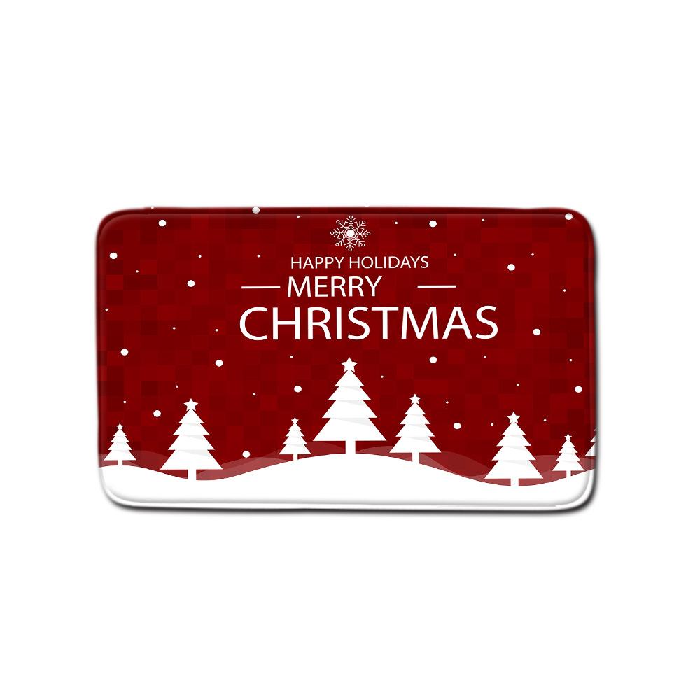 Christmas Waterproof Shower Curtain Four-Piece Combination Floor Mat Entrance Door Mat Bedroom Living Room Carpet