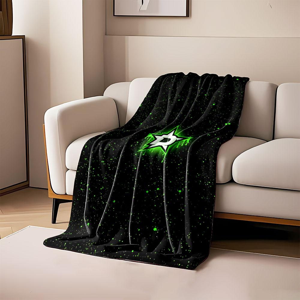 Green Dripping Star Logo on Black print blanket soft and cozy perfect for the living room bed sofa or a nap,gift