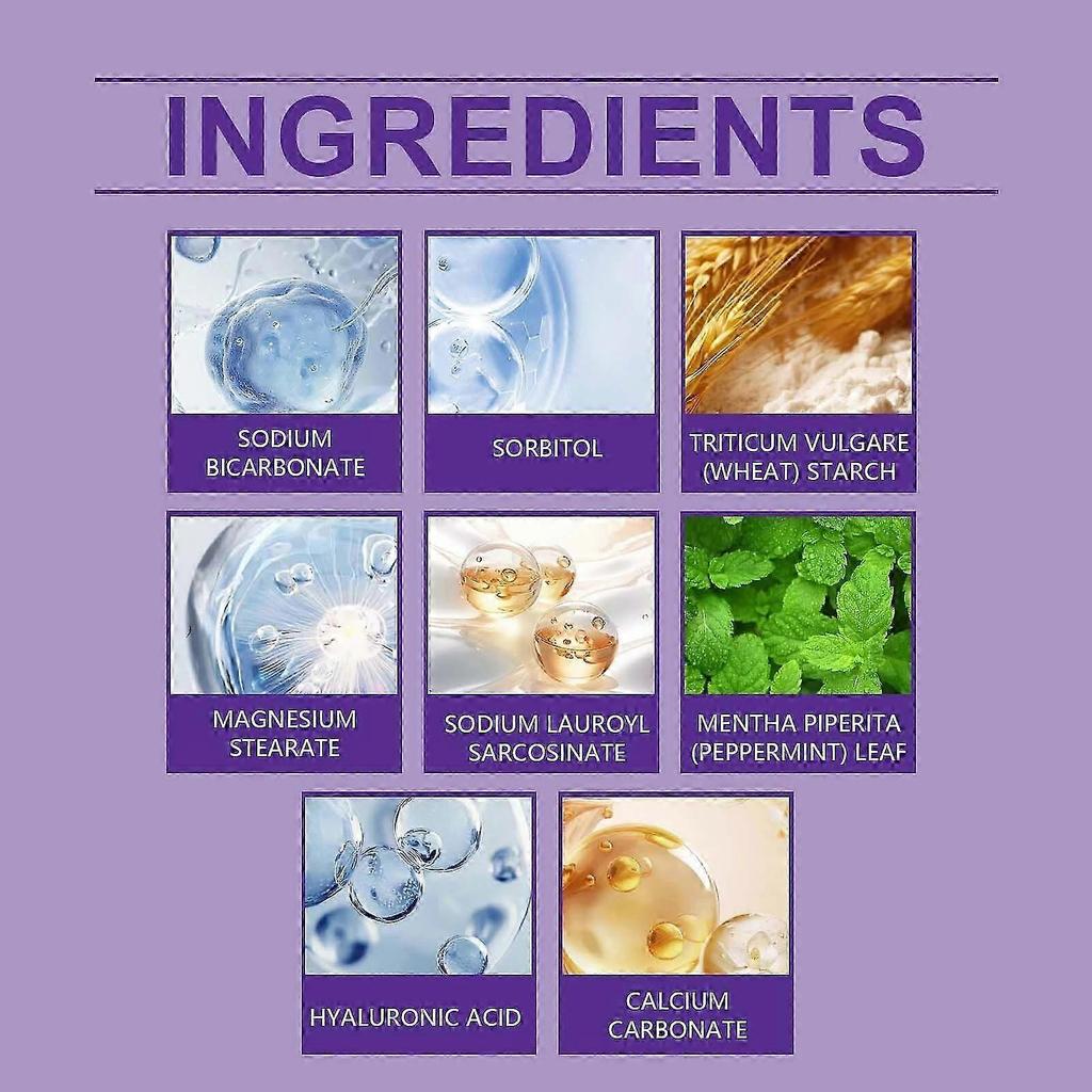Purple Whitening Tooth Powder - Brighten Teeth, Remove Stains & Fresh Breath - Gentle, Daily Oral Care in 50g Travel-Friendly Pack