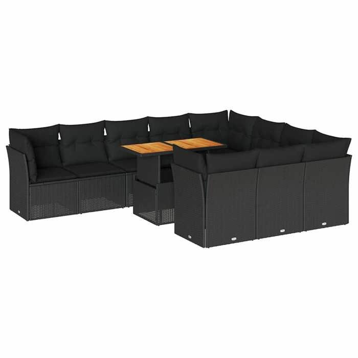 Maison Exclusive - Salon de jardin 11 pcs avec coussins noir résine tressée