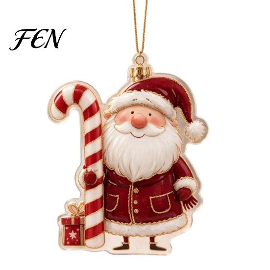 Acrylic Ornaments for Christmas Decoration 2D Flat Hanging Ornaments, Decorative Holiday Tree Decorations Festive Pendants with Strings Lanyard Party