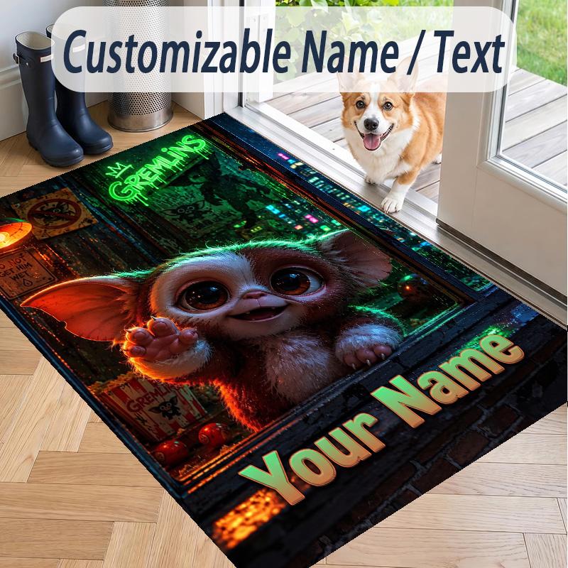 Custom Text Gremlins Gizmo Pattern Floor Rug Soft Indoor Carpet Mat Living Room Bedroom