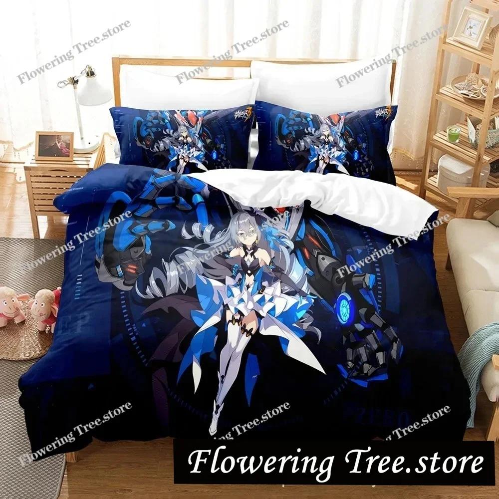 Постельное белье Honkai Impact 3 Односпальное Двуспальное Полный Размер Queen King Размер Игровое Аниме Комплект постельного белья Взрослый Детская Спальня Пододеяльник Комплекты 3D Печать