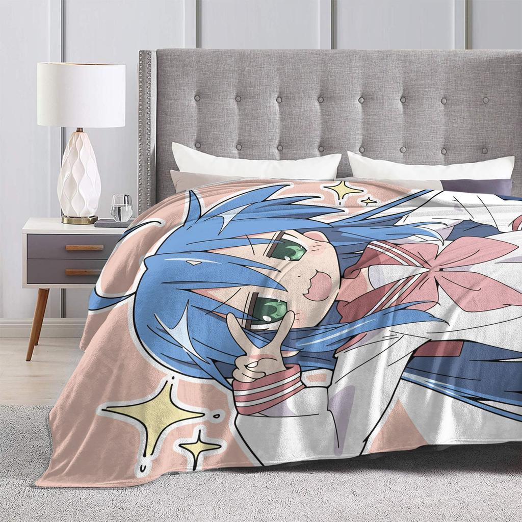 Soft Warm BlanketChild Picnic Konata izumi L-Lucky S-Star Throw Blanket Flannel Bedspread Couch Chair Aesthetic Sofa Bed Cover