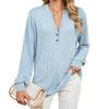Autum Winter Blouse Plus Size Top for Women Long Sleeve Button Loose V-neck Striped T-shirt