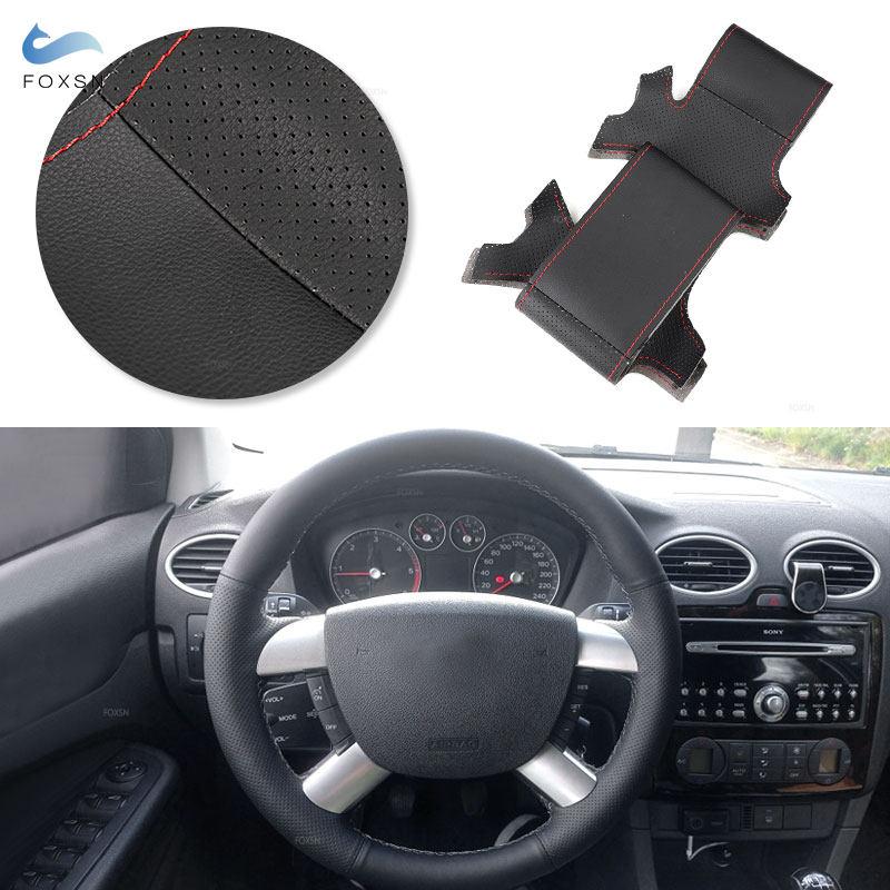 Автомобильные аксессуары, оплетка, кожаный чехол на руль, ручное шитье для Ford Kuga Focus 2 C-MAX 2007 2008 2009