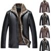 Autumn New  Integrated Vintage Men's Leather Coat Leather Jacket Dad's Casual Plush Thickened Coat Men's