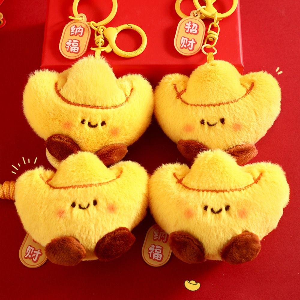 Chinese Style New Year Keyring Blessing Doll Pendant Creative Plush Ingot Keychain Toys