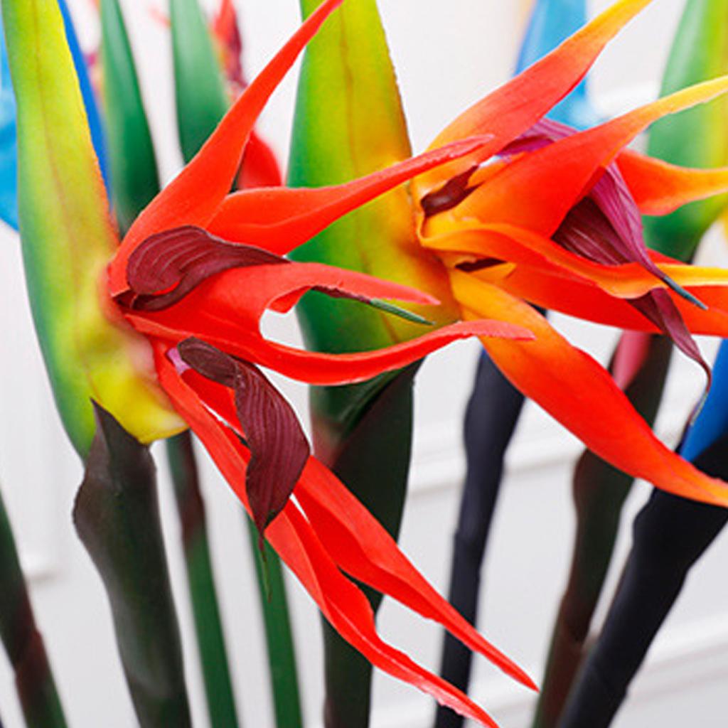 Искусственные цветы Стрелиция Регина Постоянные Реалистичные Декоративные Искусственные Растения Райский Цветок для Дома Закат Красный