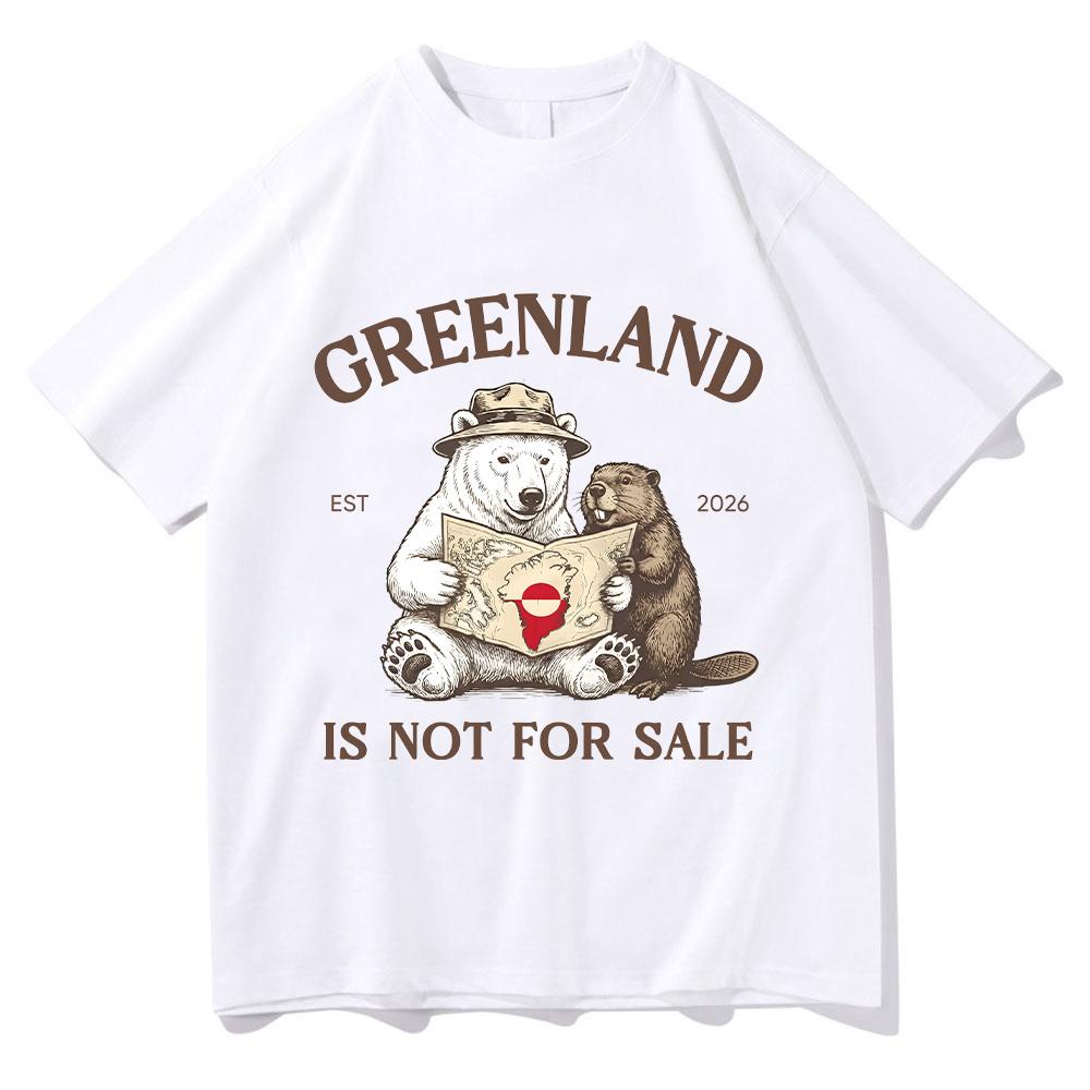 Greenland Is Not for Sale T-Shirt Dear Greenland Animal Cartoon Print Clothing Comfortable 100%Cotton Casual Short Sleeve Unisex Tee Men women clothes