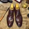 British Brock Carved Men's Shoes Lace-up Business Casual Pointed Leather Shoes