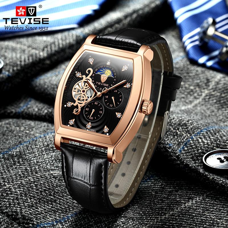 TEVISE Watch Barrel Watch Tourbillon Star Механический мужской ремень