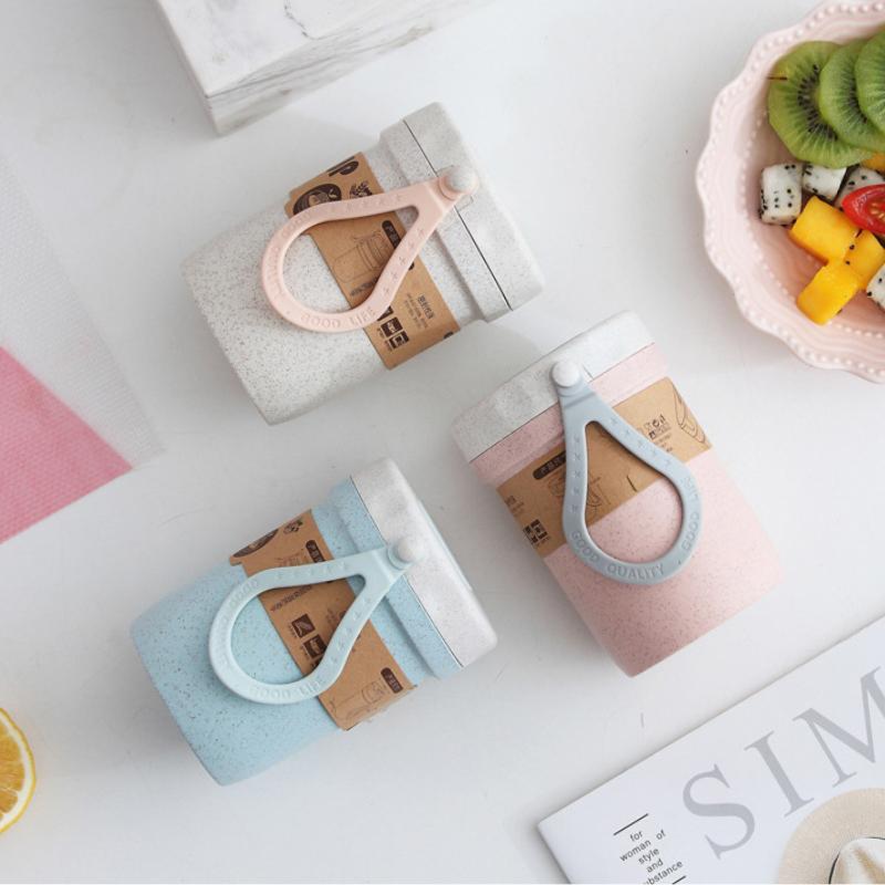 300 мл кофейные чашки с крышками, симпатичные, портативные, герметичные, многоразовые, для чая, сока, мыла, кружки, термос для еды, пшеничная соломинка, дорожная посуда для напитков