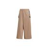 Solid Color Loose Fit Cropped Casual Pants Men Bottoms Khaki GK4839