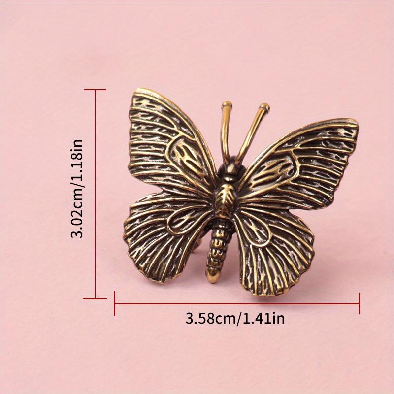 1pc Solid Pure Brass Butterfly Figurines Miniatures Desktop Ornament Antique Copper Insect Statue Home Decoration Craft Accessories