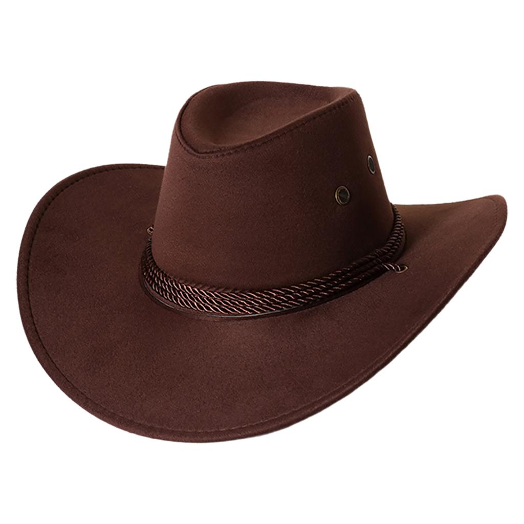 Men's Classic Cowboy Hat Western Cowboy Hat Outdoor Sun Hat Adjustable Drawstring Felt Hat
