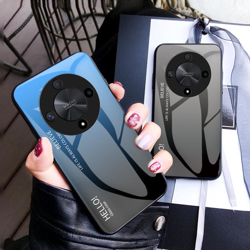 Чехол для Honor X9B X 9B с градиентом Авроры, закаленное стекло, мягкая рамка, задняя крышка, чехол для телефона