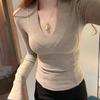 Polyester Long Sleeve V Neck T Shirt For Office Wear And Casual Fashion