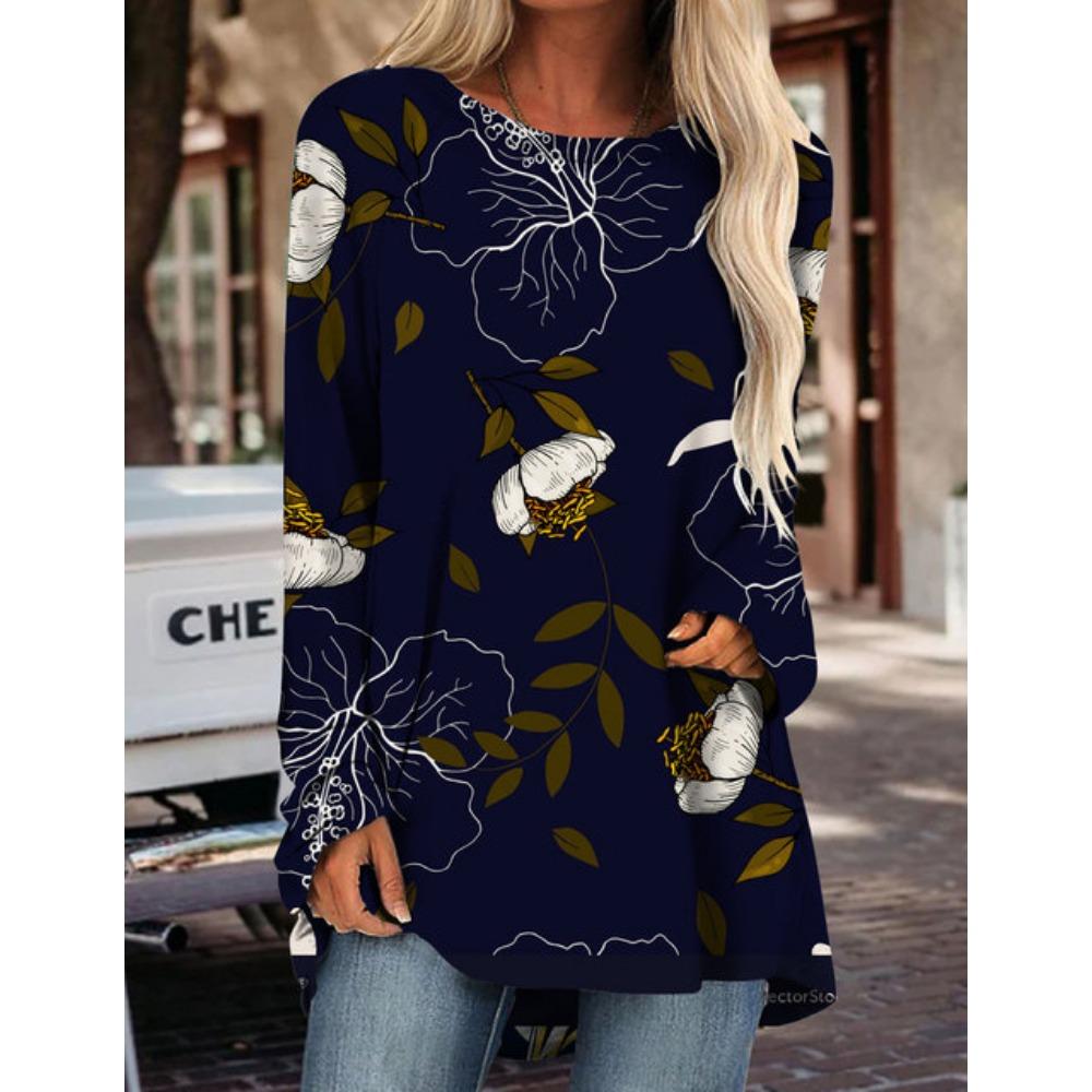 Женская футболка с длинным рукавом, новый топ с принтом, модная новая одежда на осень и зиму, свободная версия большого размера с длинным рукавом