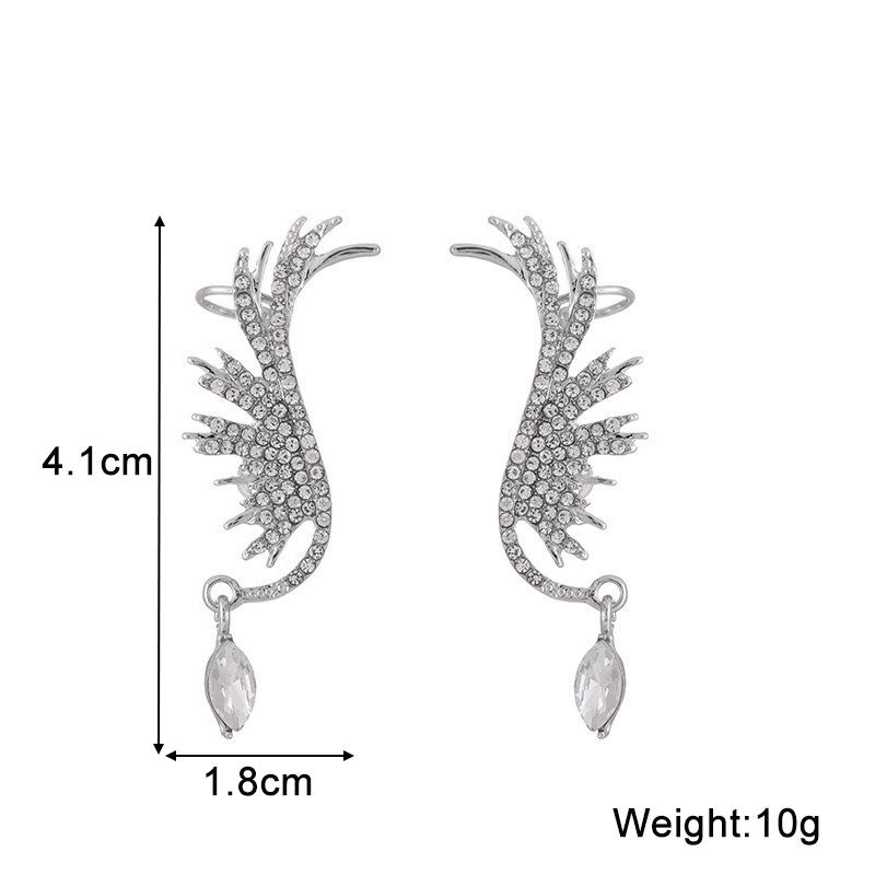 Новые женские серьги-клипсы с хрустальными крыльями ангела, нужны проколотые подвески в виде капель воды, роскошные свадебные украшения для ушей, крутые серьги-каффы