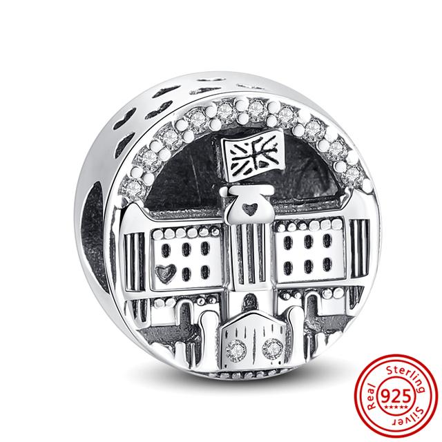 Стерлингового серебра 925 пробы, белый прозрачный циркон, сверкающие модные бусины-клипсы, подходящие для браслетов, ювелирных изделий