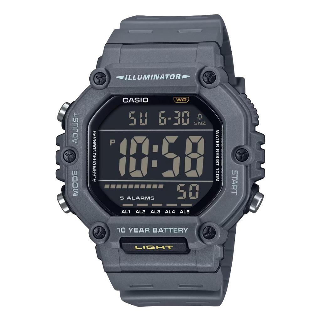 Casio Серия Black Светодиодная подсветка Цифровые часы AE-1600H с 10-летним сроком службы, Серые, AE1600H-8BV