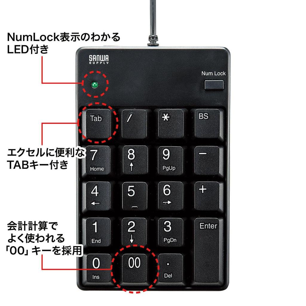 Sanwa Supply USB Numeric Keypad Black NT-17UBKN
