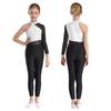 Girls One Mesh Sleeve Full Body Cover Jumpsuits Gymnastics Ballet Modern Dance Uniform Unitard Ice Skating Competition Costume