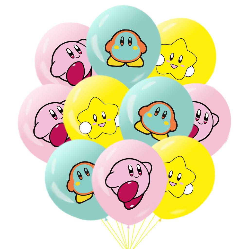 Набор подвесных флагов для украшения на день рождения в стиле Кирби с вставкой для торта из игры, воздушные шары из алюминиевой фольги, набор вымпелов