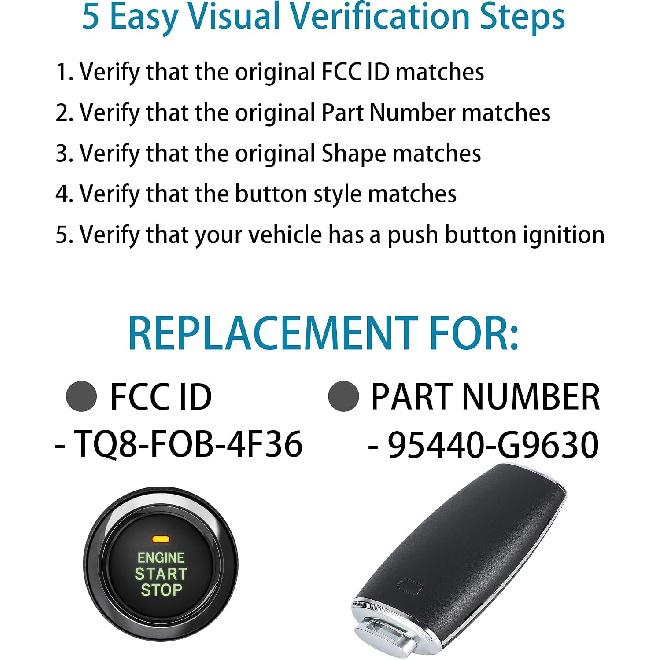 Keyless Entry Remote Control Smart Key for Hyundai Genesis G70 2021-2023 | Alliskeys 6-Buttons Proximity Key Fob Replacement for Hyundai Genesis G70