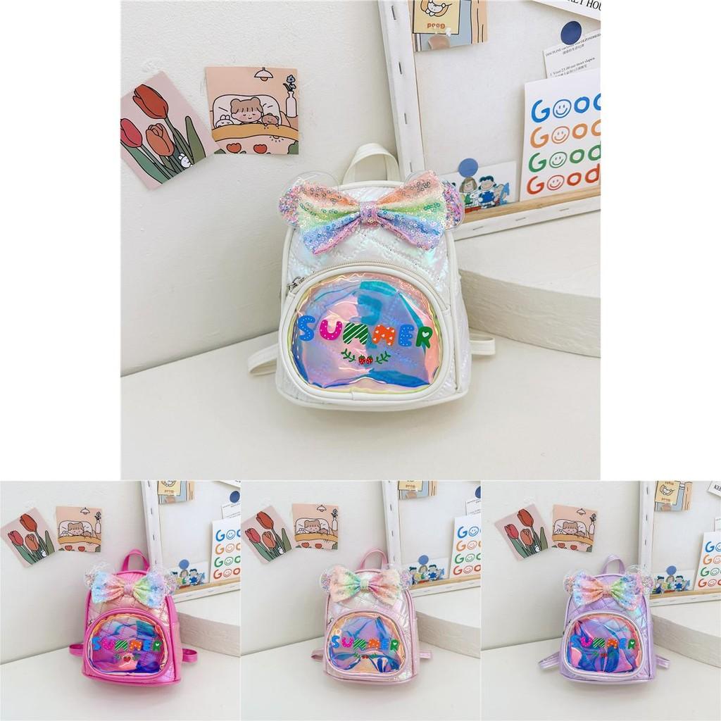 Lovely Soft Pu Material Kids Backpack With Shiny Sequins For School And Play