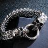 Мужские браслеты в стиле панк-рок, череп из нержавеющей стали, 12 мм, 8,7 дюйма, двойной браслет-цепочка Франко, мужской байкерский скелет, мужские ювелирные изделия