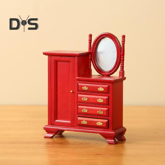 Мини-комод для кукольного домика, винтажный миниатюрный комод с ящиками, мини-мебель, туалетный столик для декора спальни кукольного домика