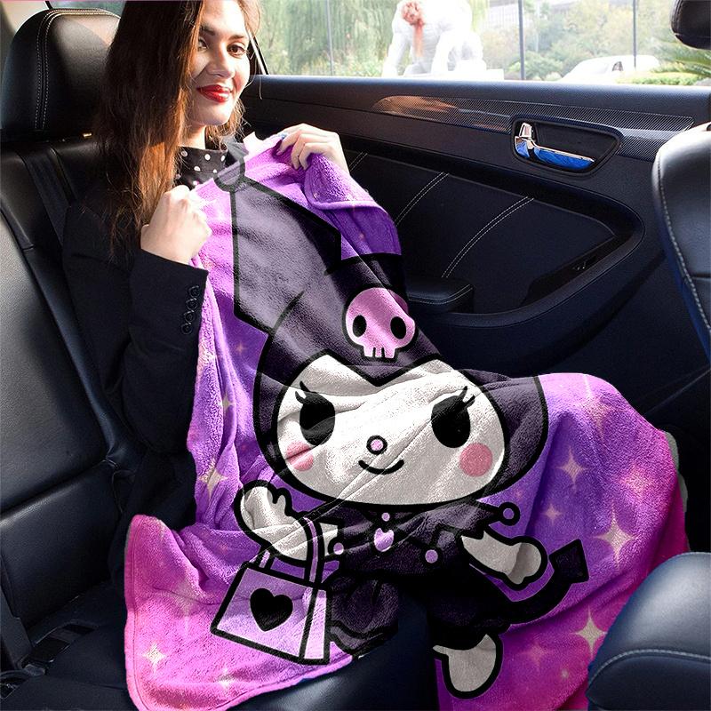 1pc Kuromi's Halloween Adventure Blanket, Seasonal Home Decorative Throw, Unique Gift Idea, Living Room, Travel, Camping, Car Blankets, Beach, Office