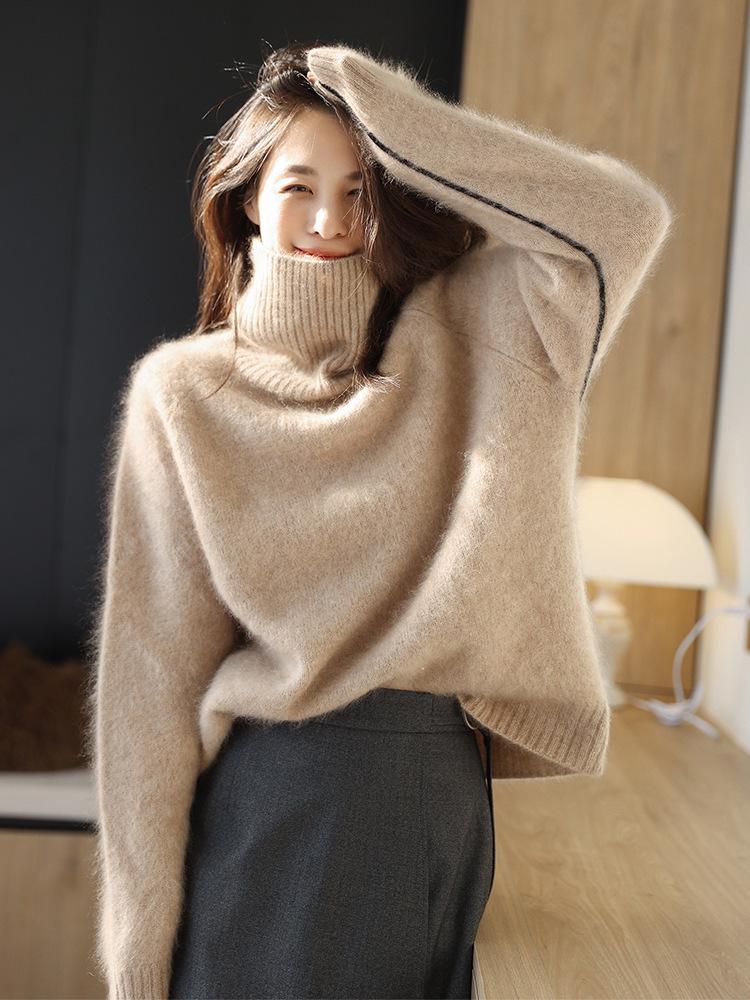FL223523 Stylish Retro Hong Kong High Neck Sweater for Women - Winter Inner Wear Base Shirt