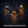 Halloween Hanging Decorations Lighted Witch Hat Chime, LED Glowing Wizard with Party Decoration Supplies Swinging Star Tassels, Indoor Outdoor